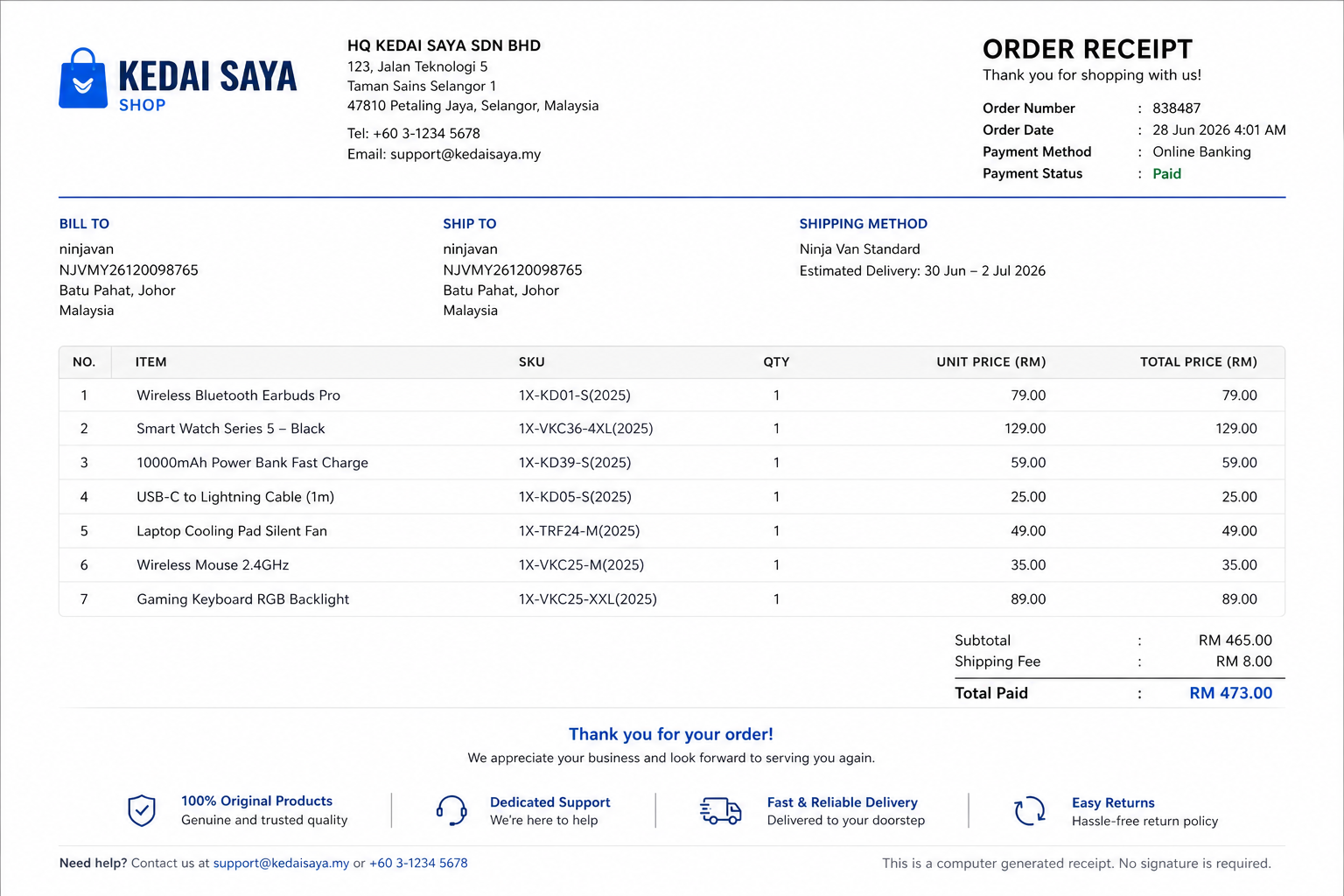Receipts & Invoices